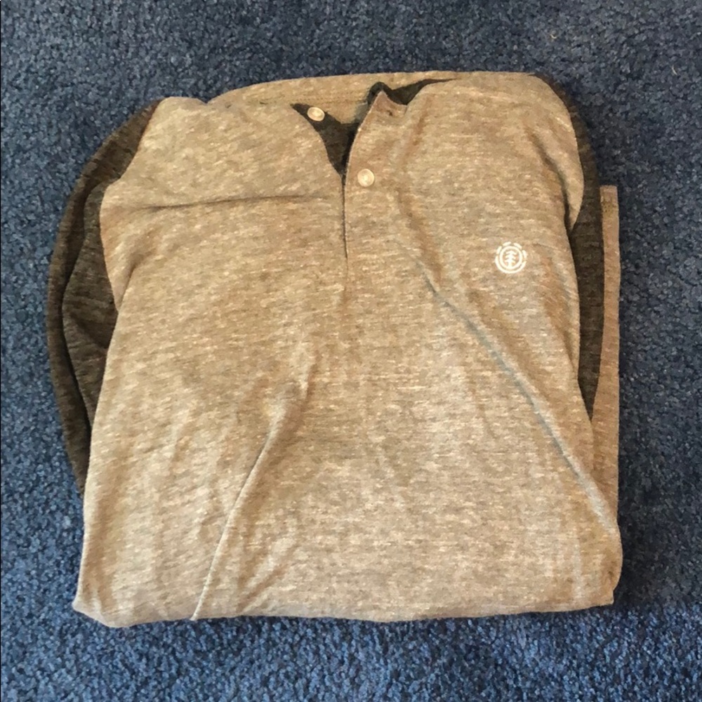 ELEMENT button up long sleeved t with hood